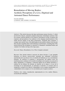 Remediation of Moving Bodies: Aesthetic Perceptions of a Live, Digitised and Animated Dance Performance