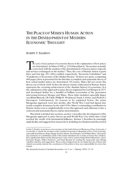The Place of Mises's Human Action in the Development of Modern