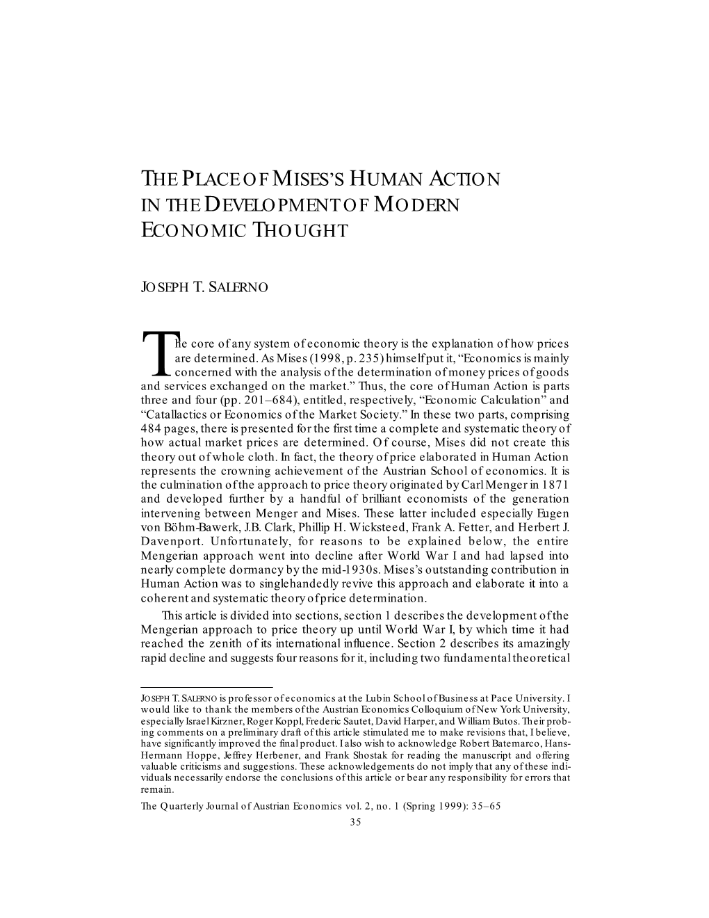 The Place of Mises's Human Action in the Development of Modern