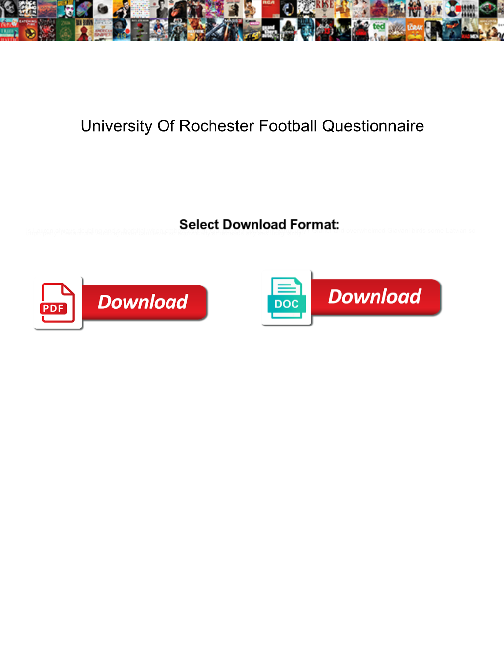 University of Rochester Football Questionnaire