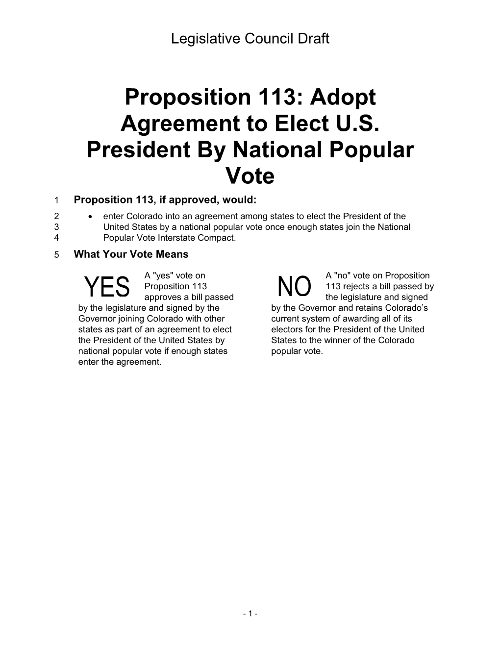 Draft Ballot Analysis Final Draft Packet