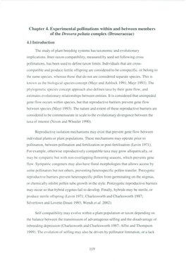 Chapter 4. Experimental Pollinations Within and Between Members of the Drosera Peltata Complex (Droseraceae)