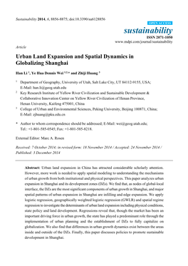 Urban Land Expansion and Spatial Dynamics in Globalizing Shanghai
