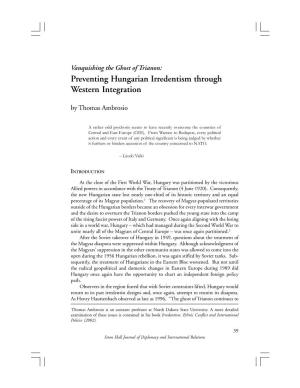 Preventing Hungarian Irredentism Through Western Integration by Thomas Ambrosio