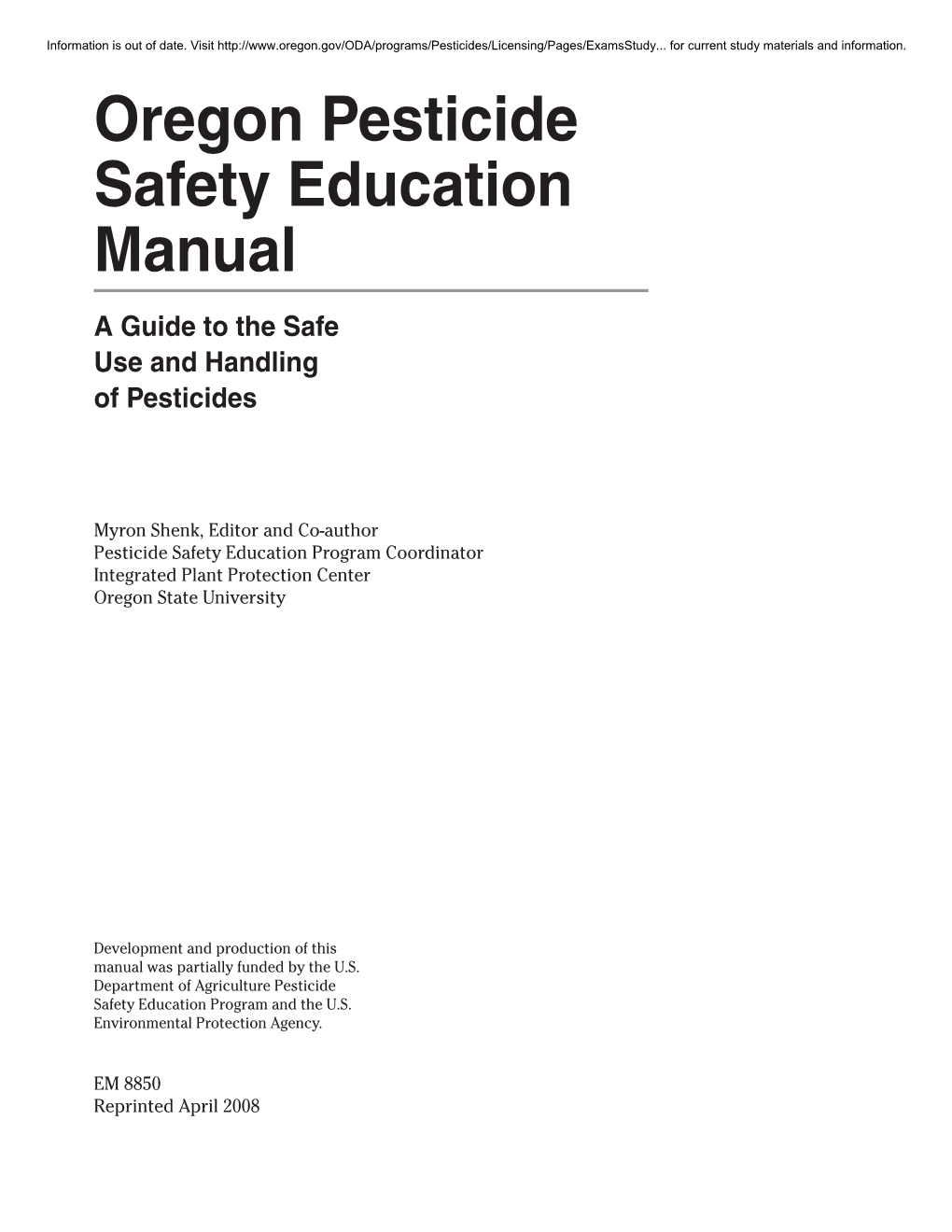 Oregon Pesticide Safety Education Manual