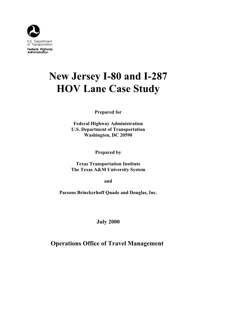 New Jersey I-80 and I-287 HOV Lane Case Study