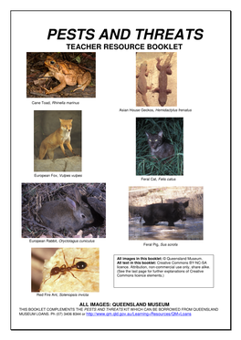 Pests and Threats Teacher Resource Booklet