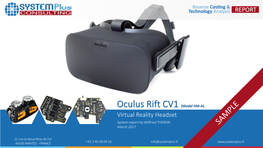 Oculus Rift CV1 (Model HM-A) Virtual Reality Headset System Report by Wilfried THERON March 2017