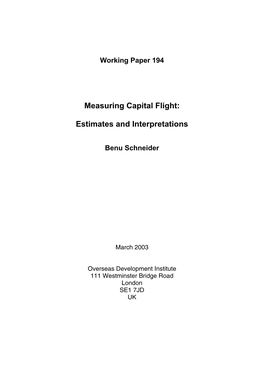 Measuring Capital Flight: Estimates and Interpretations