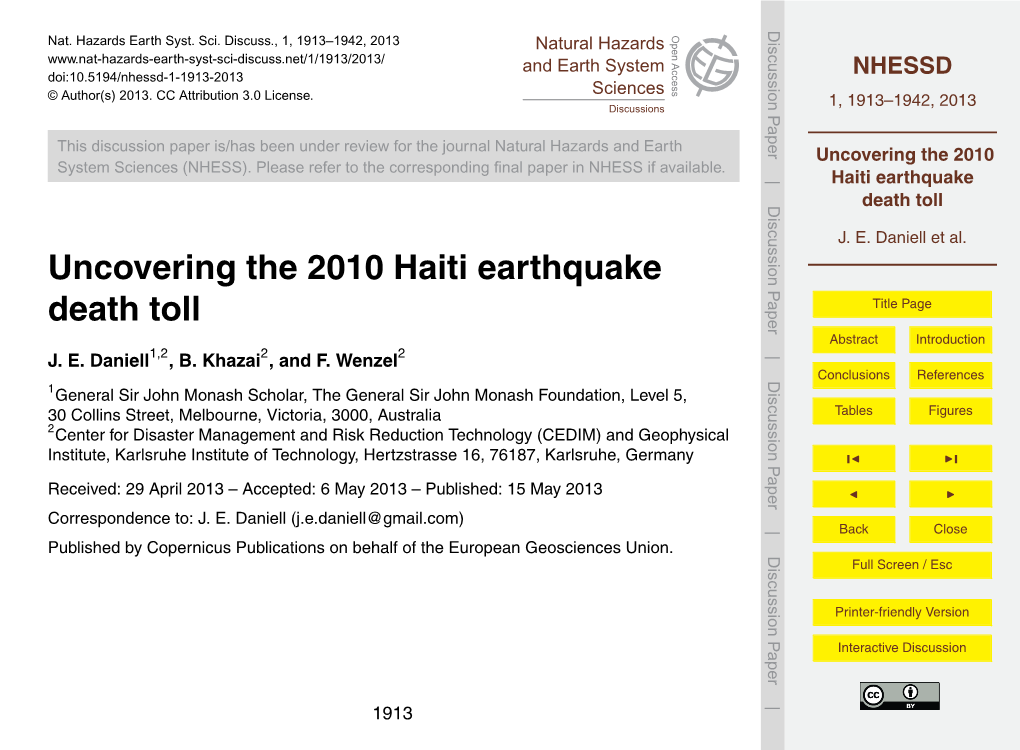 Uncovering the 2010 Haiti Earthquake Death Toll