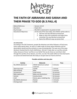 The Faith of Abraham and Sarah and Their Praise to God (B.3.Fall.4)