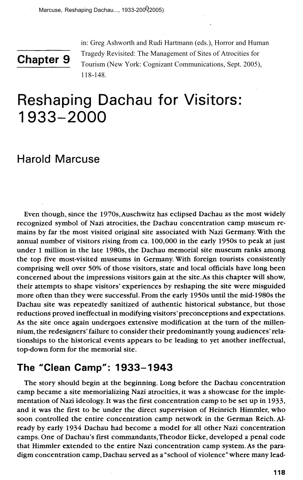 Reshaping Dachau for Visitors, 1933-2000