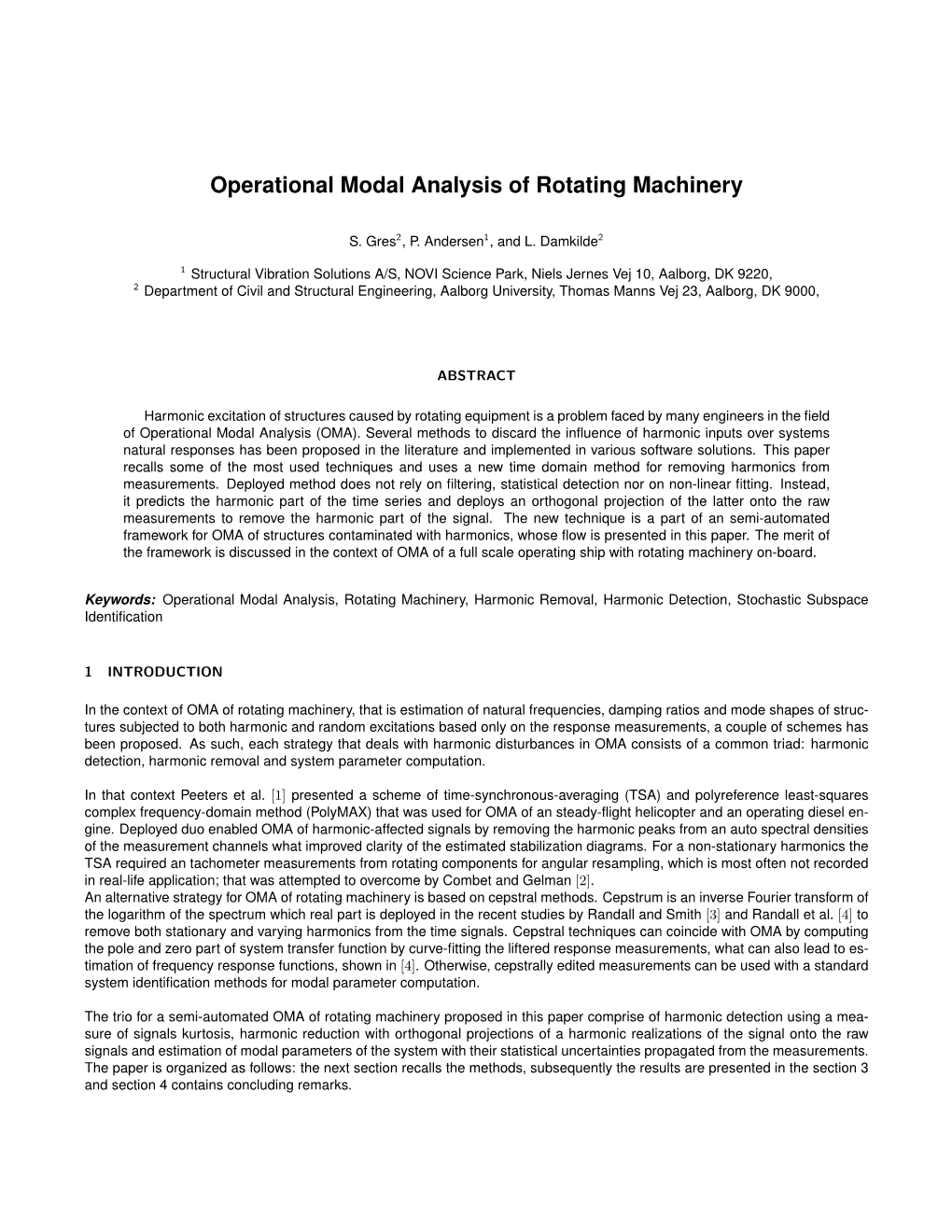 Operational Modal Analysis of Rotating Machinery