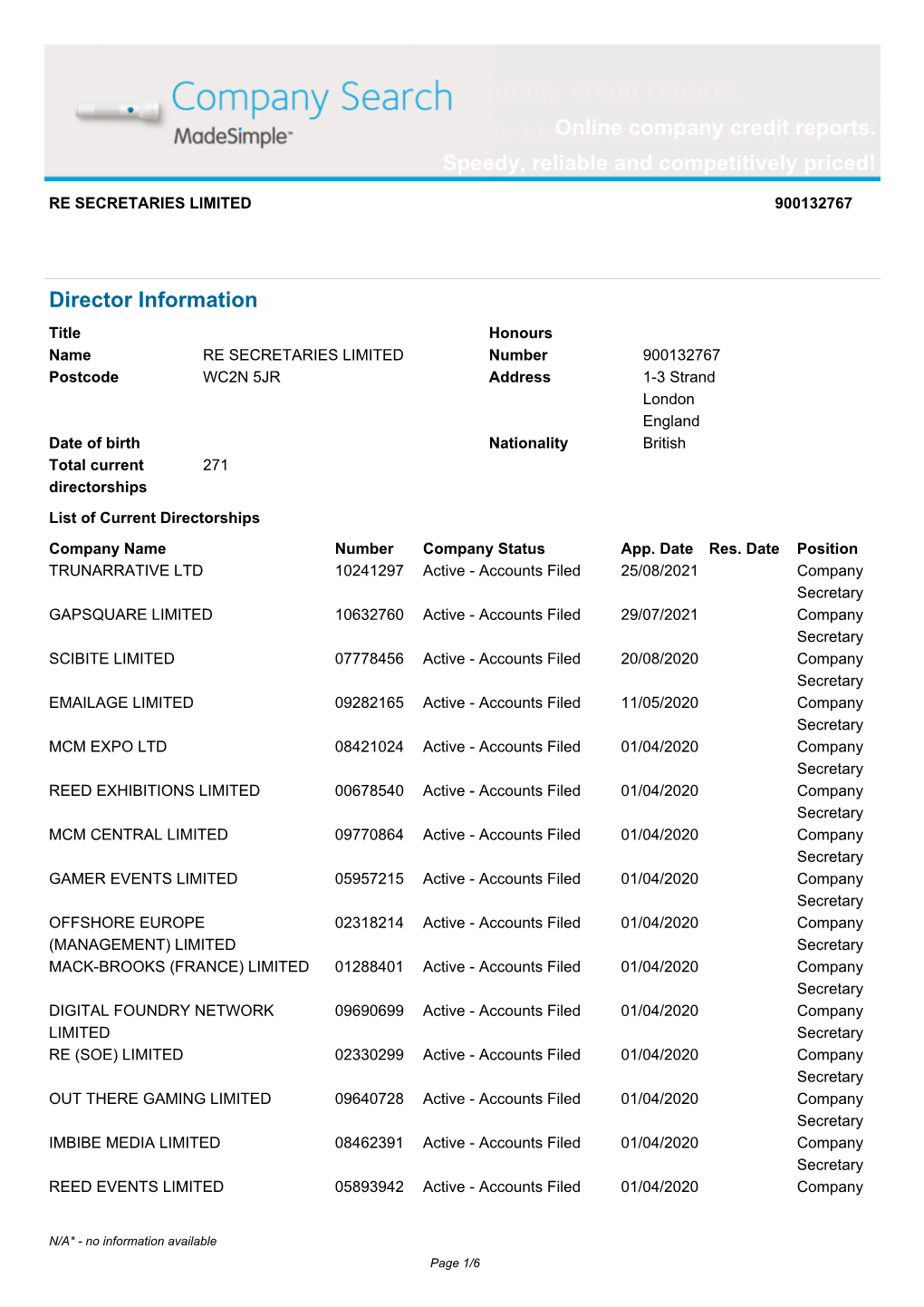 Online Company Credit Reports. Speedy, Reliable and Competitively Priced!