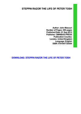 Steppin Razor the Life of Peter Tosh Download Free
