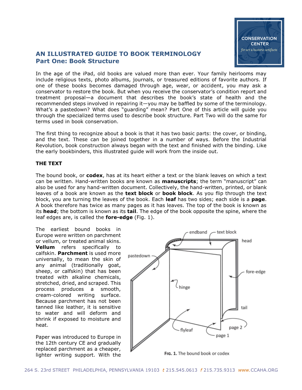 CCAHA Illustrated Guide to Book Terminology Part