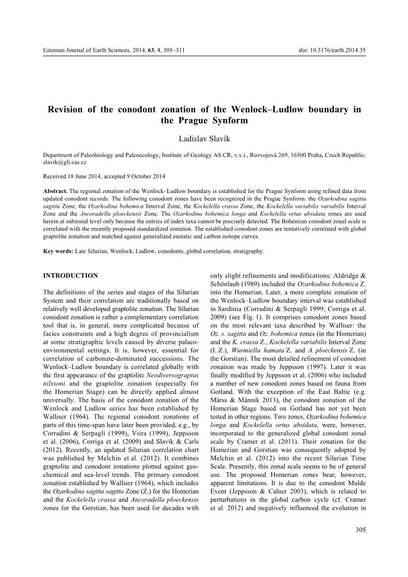 Revision of the Conodont Zonation of the Wenlock–Ludlow Boundary in the Prague Synform