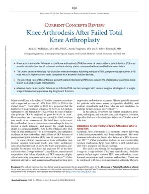 Knee Arthrodesis After Failed Total Knee Arthroplasty
