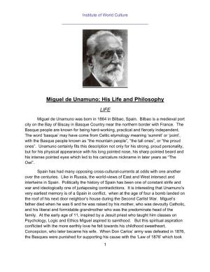 Miguel De Unamuno; His Life and Philosophy