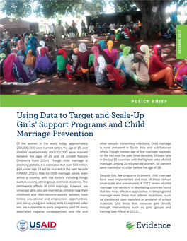 Using Data to Target and Scale-Up Girls' Support Programs and Child Marriage Prevention