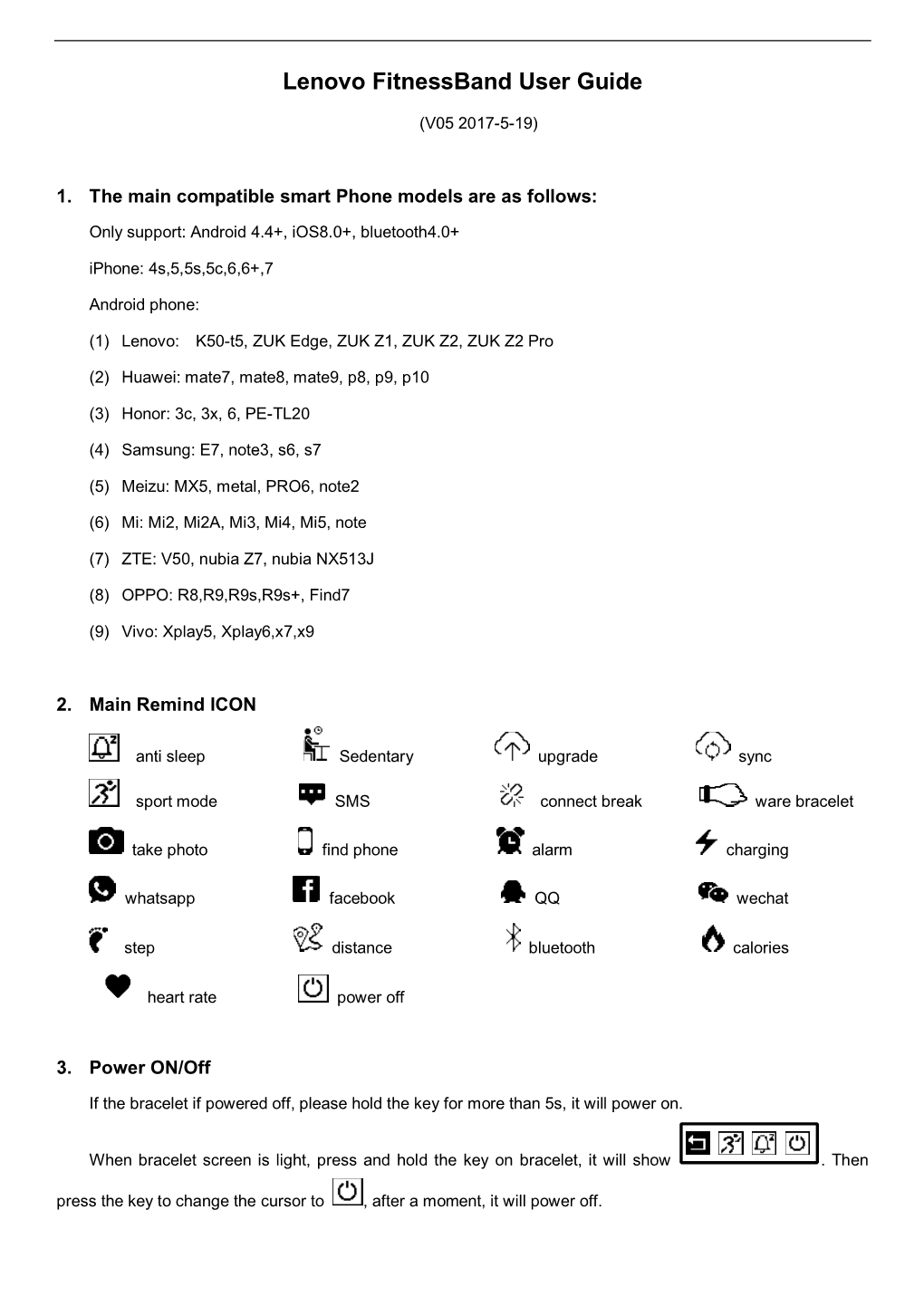 Lenovo Fitnessband User Guide