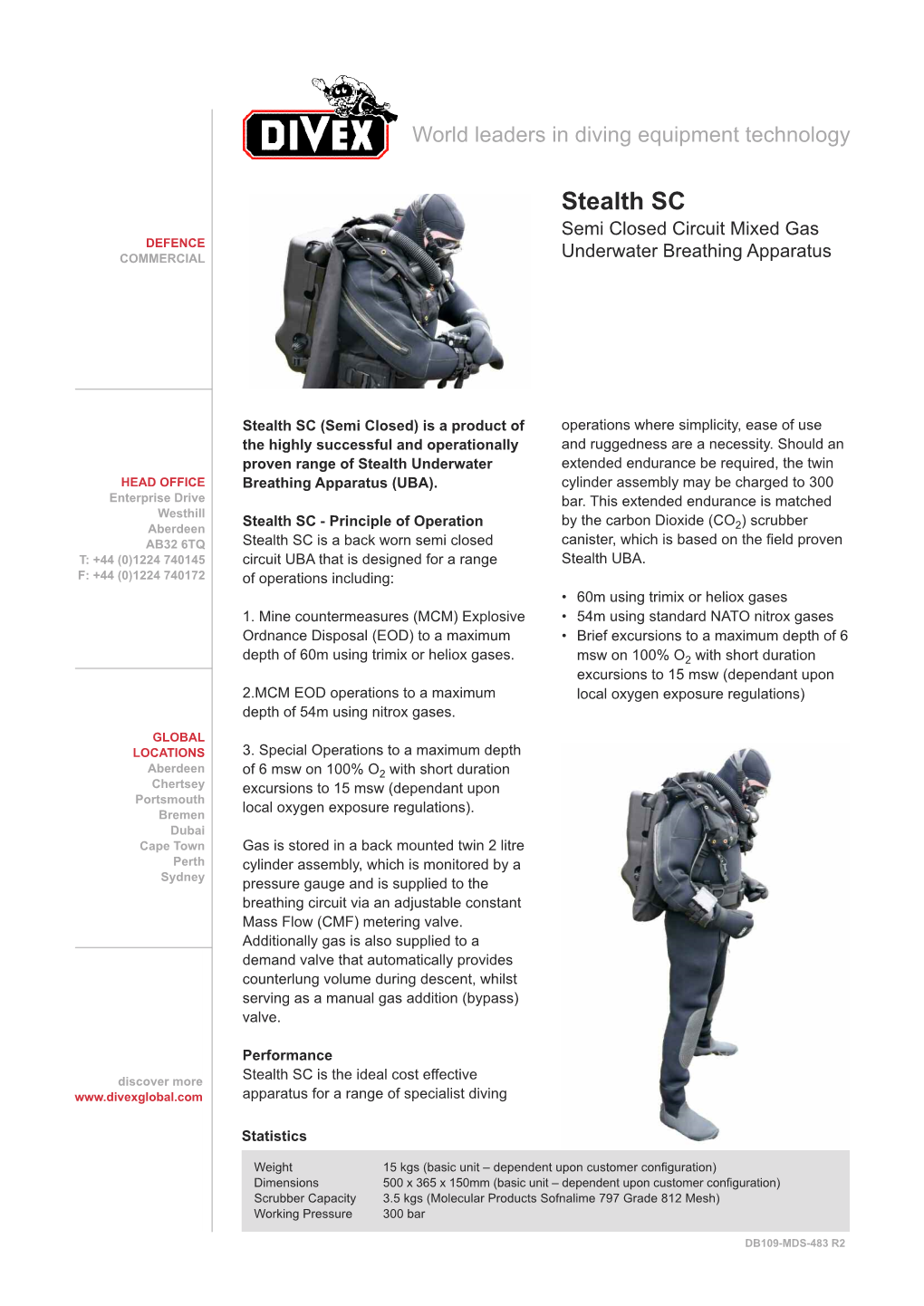 Stealth SC Semi Closed Circuit Mixed Gas DEFENCE COMMERCIAL Underwater Breathing Apparatus