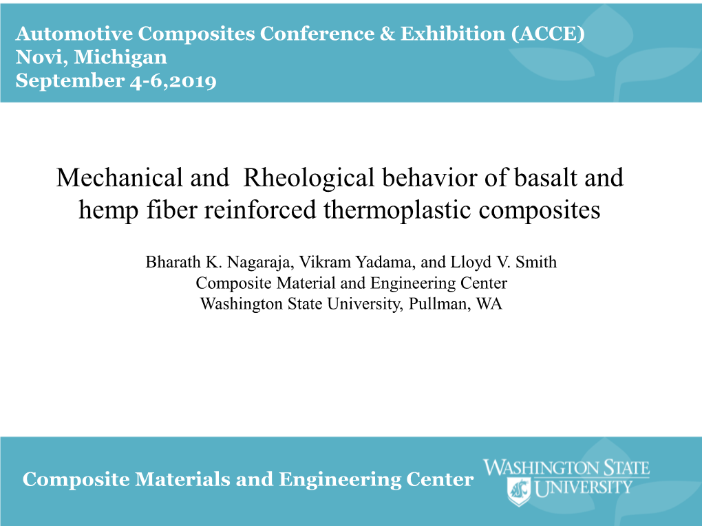 Mechanical and Rheological Behavior of Basalt and Hemp Fiber Reinforced Thermoplastic Composites