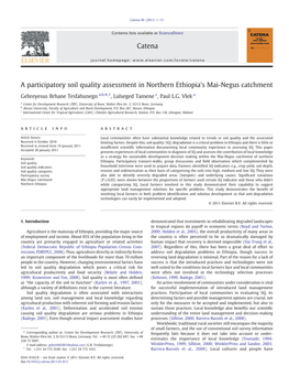 A Participatory Soil Quality Assessment in Northern Ethiopia's Mai-Negus Catchment