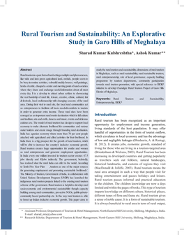 Rural Tourism and Sustainability: an Explorative Study in Garo Hills of Meghalaya