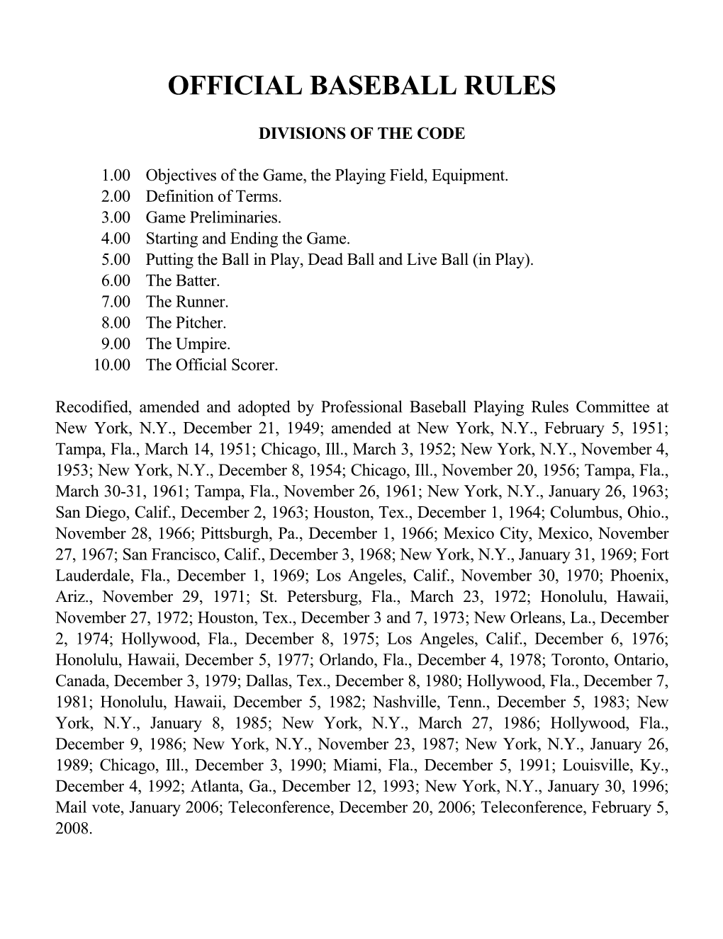 Divisions of the Code