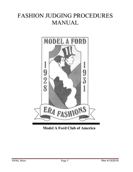 Fashion Judging Procedure Manual (MAFCA Website)