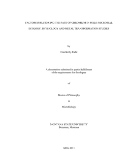 Factors Influencing the Fate of Chromium in Soils: Microbial