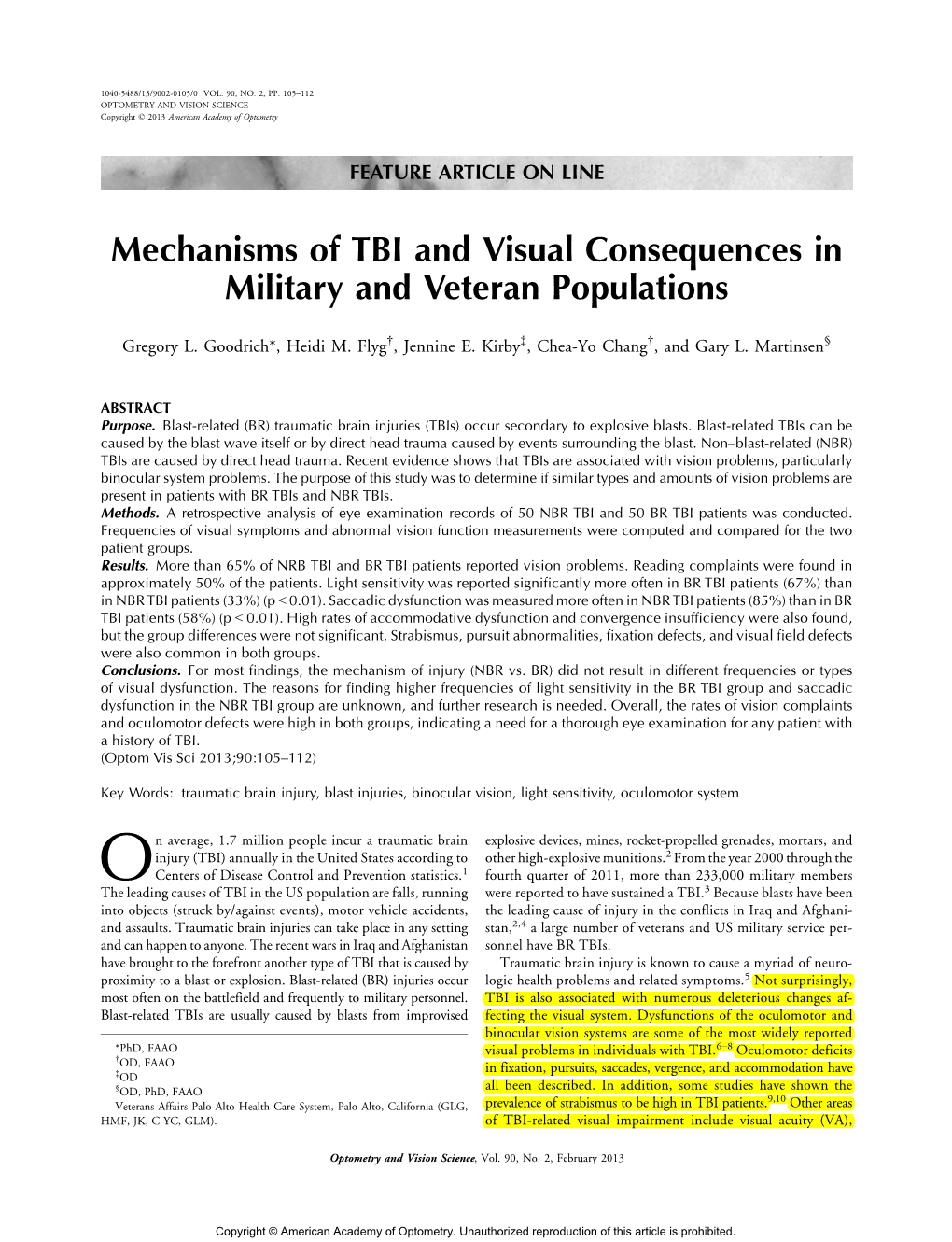 Mechanisms of Traumatic Brain Injury and Visual Consequences