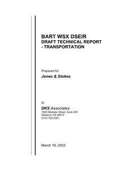 Bart Wsx Dseir Draft Technical Report - Transportation