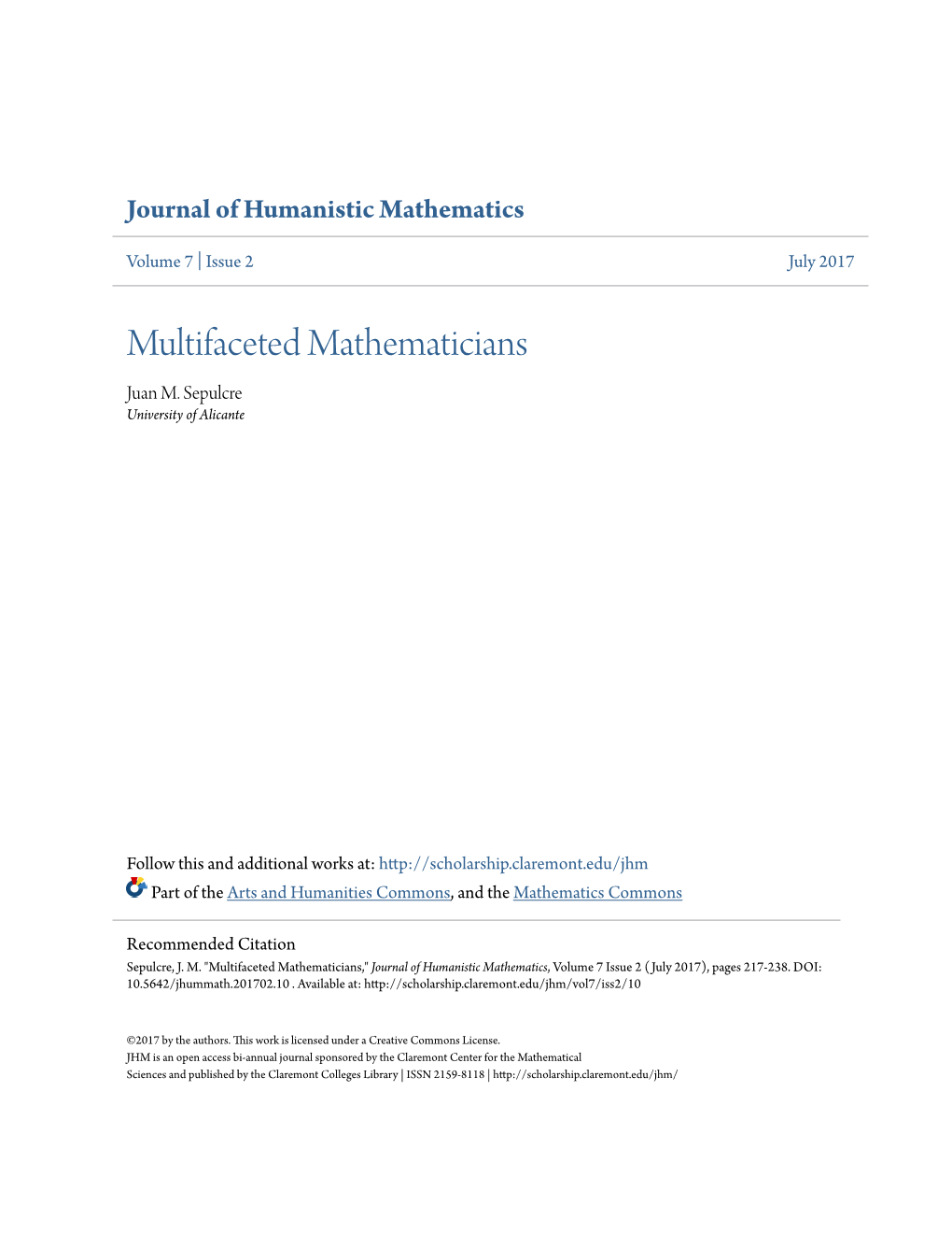 Multifaceted Mathematicians Juan M