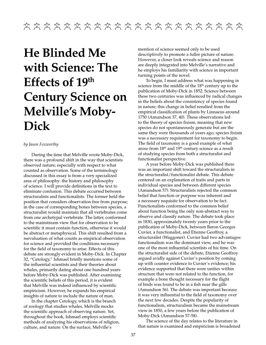He Blinded Me with Science: the Effects of 19Th Century Science on Melville's Moby-Dick
