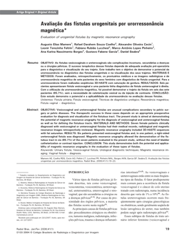 Evaluation of Urogenital Fistulas by Magnetic Resonance Urography