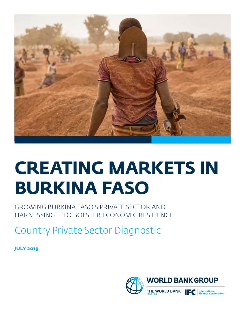 BURKINA FASO GROWING BURKINA FASO’S PRIVATE SECTOR and HARNESSING IT to BOLSTER ECONOMIC RESILIENCE Country Private Sector Diagnostic
