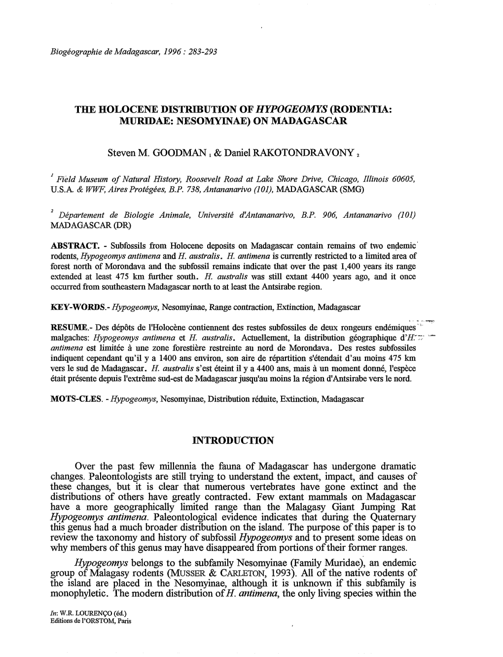 Biogéographie De Madagascar = Biogeography Of