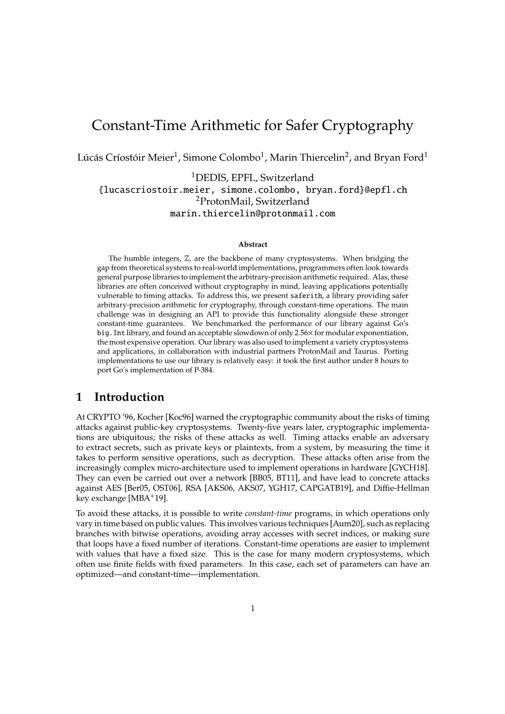 Constant-Time Arithmetic for Safer Cryptography