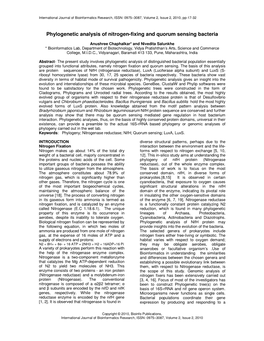 Phylogenetic Analysis of Nitrogen-Fixing and Quorum Sensing Bacteria