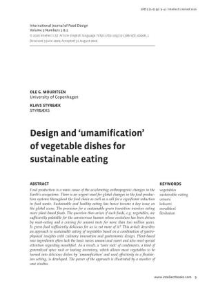 'Umamification' of Vegetable Dishes for Sustainable Eating