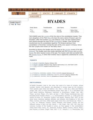 HYADES Star and Rain Nymphs | Greek Mythology