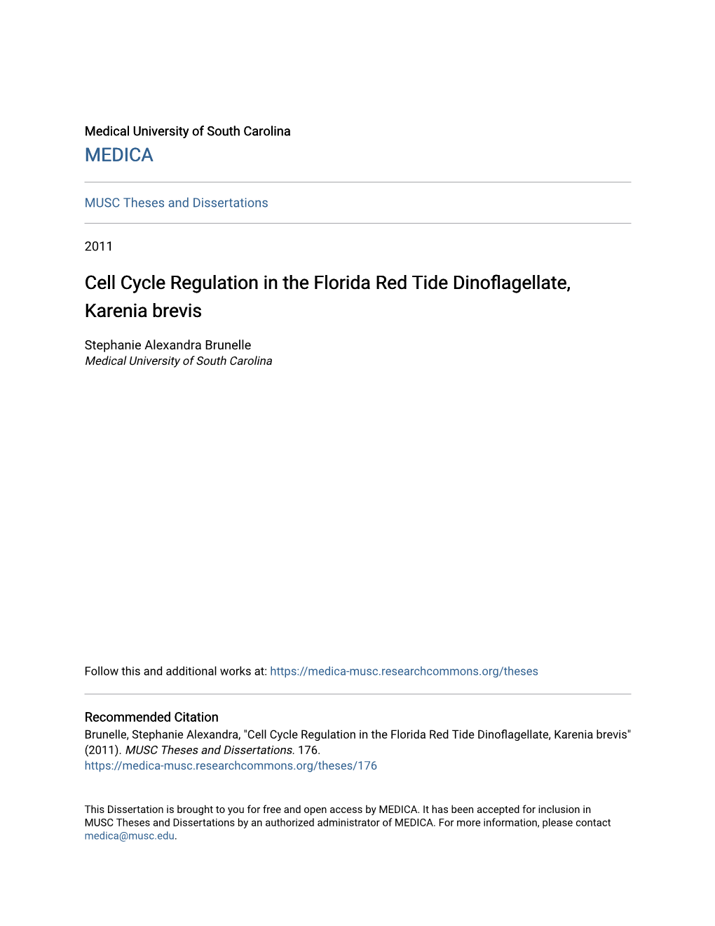 Cell Cycle Regulation in the Florida Red Tide Dinoflagellate, Karenia Brevis