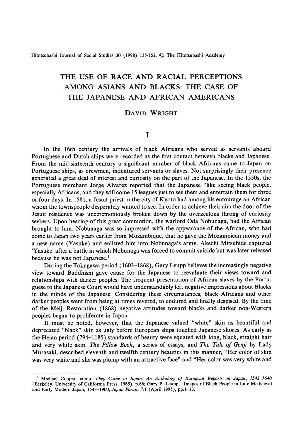 The Japanese and African Americans David Wright
