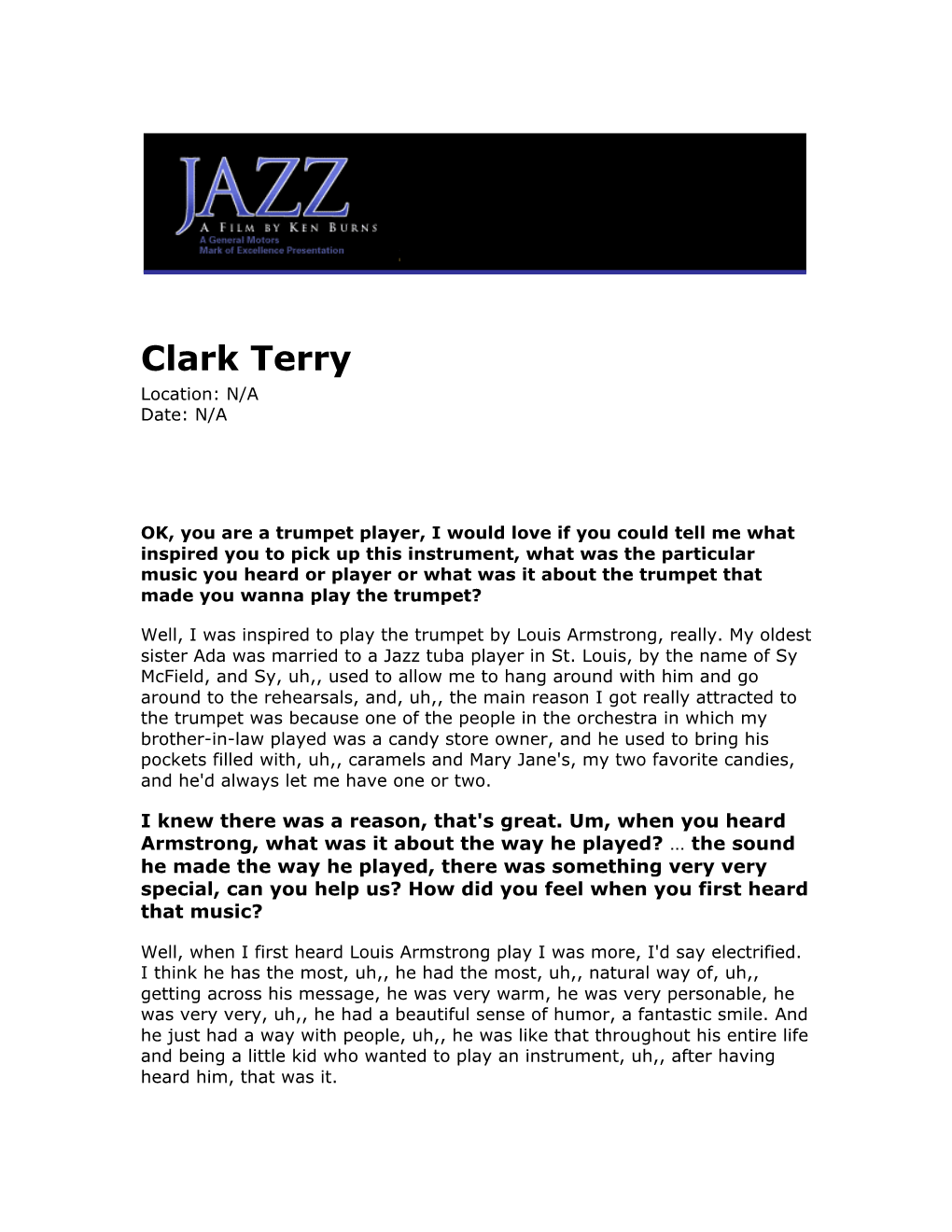 Clark Terry Location: N/A Date: N/A