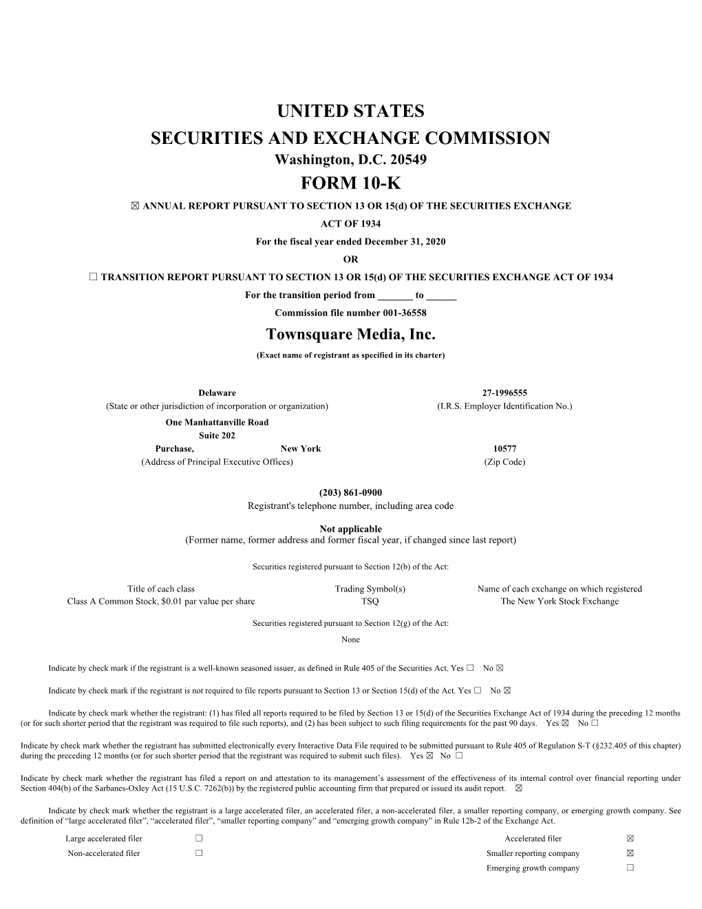 United States Securities and Exchange Commission Form