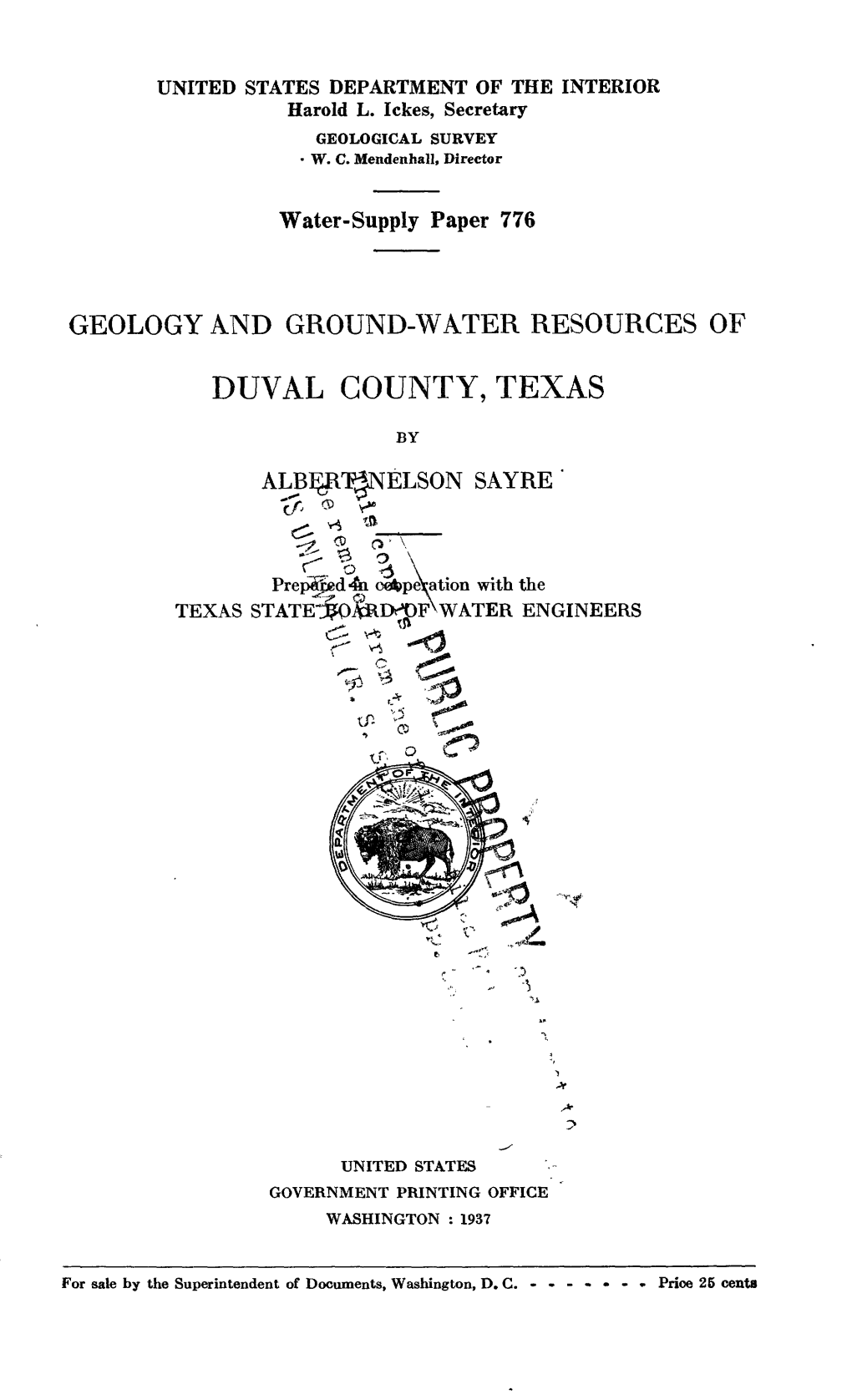Geology and Ground-Water Resources of Duval County, Texas