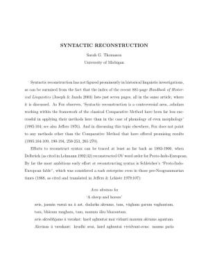 Syntactic Reconstruction
