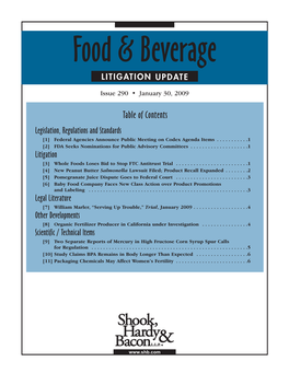 Food & Beverage Litigation Update